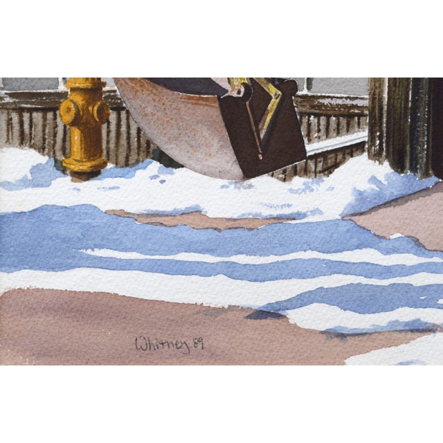 Whitney Industrial Realism Watercolor Landscape in the Snow 1989 Chairish