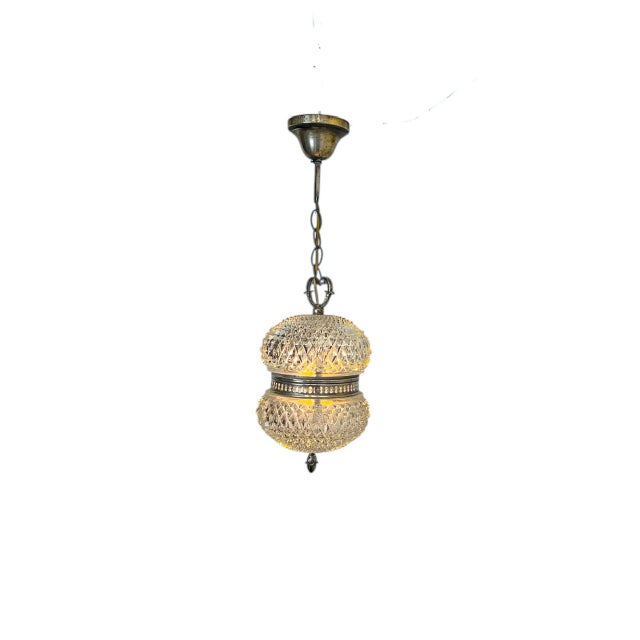 1940s Vintage French Cut Pressed Glass Spheres Pendant Lamp, 1940s For Sale - Image 5 of 10
