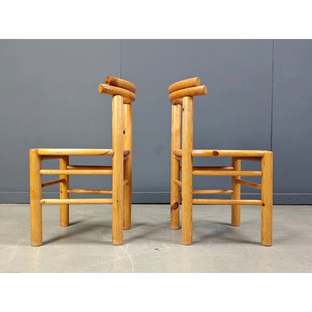 Vintage Dining Chairs in Pine, 1980s, Set of 6, in Very Good conditions. Designed 1980 to 1989