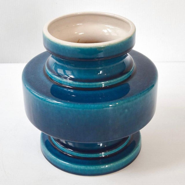 Ceramic Vintage German Vase in Blue Ceramic by Cari Zalloni for Steuler, 1960s For Sale - Image 7 of 8