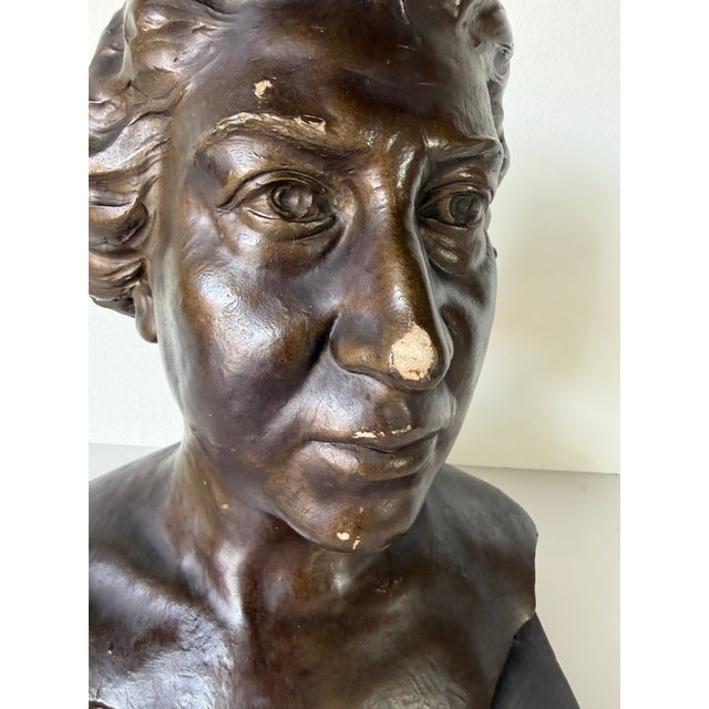 Brown Vintage L. Baldaccini Classical-Style Plaster Woman Bust Sculpture For Sale - Image 8 of 12