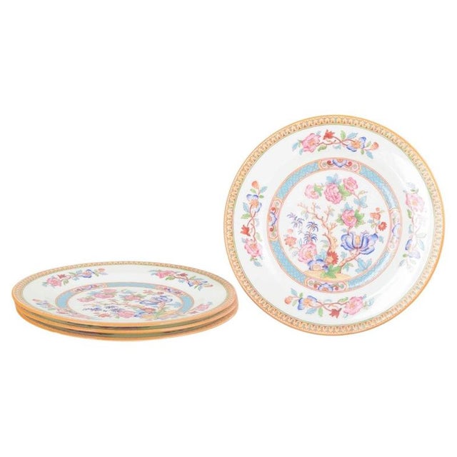 2000 - 2009 Faience Plates with Oriental Floral Pattern from Cauldon China, England, Set of 4 For Sale - Image 5 of 5