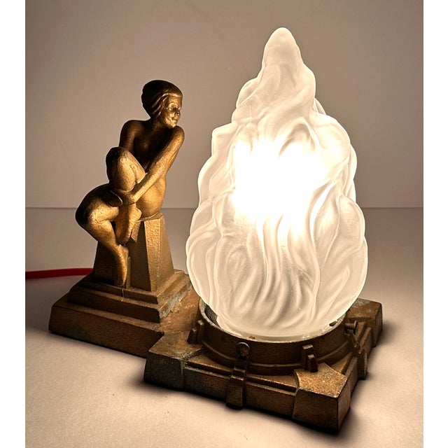 Art Deco Nude Boudoir Lamp for your consideration. The lamp measures approx. 8 3/4 inches long, 5 inches deep and 9 inches...