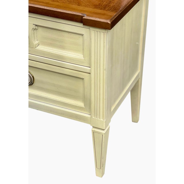 White 1970s Vintage American of Martinsville Parquet Top White Nightstands - a Pair For Sale - Image 8 of 13