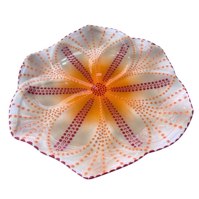 Vintage South African Hand-Painted Ceramic Sea Urchin / Pansy Shell Platters - Set of 6 For Sale - Image 4 of 12