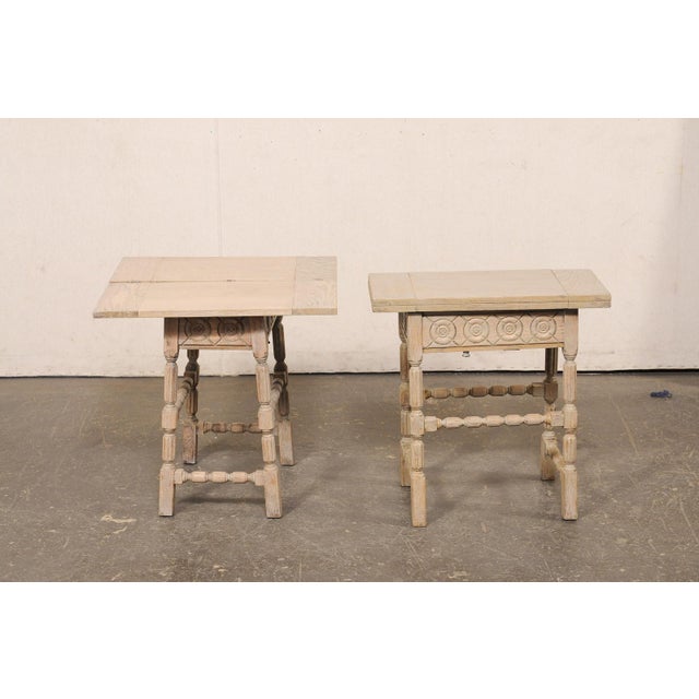 Wood French Antique End Tables W/ Expandable Top For Sale - Image 7 of 14