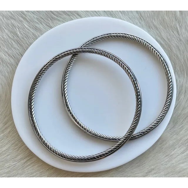 David Yurman David Yurman Inside-Out Cable Bracelet Set of 2 – Sterling Silver, Discontinued, Brand New For Sale - Image 4 of 7