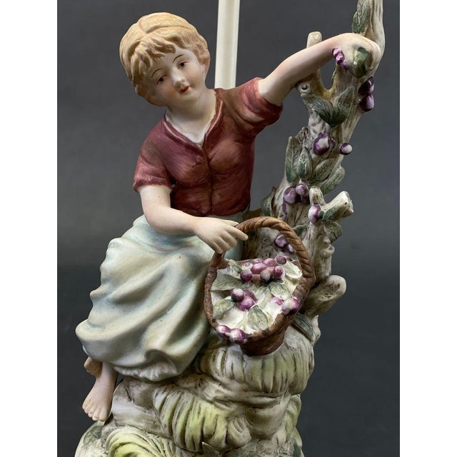 Vintage Capodimonte‑Style Porcelain Figural Lamp With Illuminated Pierced Base For Sale In Baltimore - Image 6 of 8