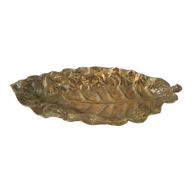 Vintage Brass Tobacco Leaf Tray Chairish