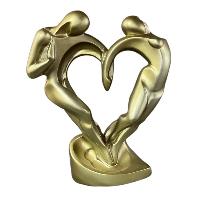 Vintage MCM Austin Productions Soulmates Golden Sculpture Figurine For Sale