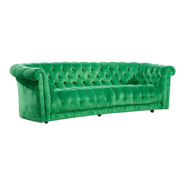 Mid Century Green Chesterfield Sofa For Sale
