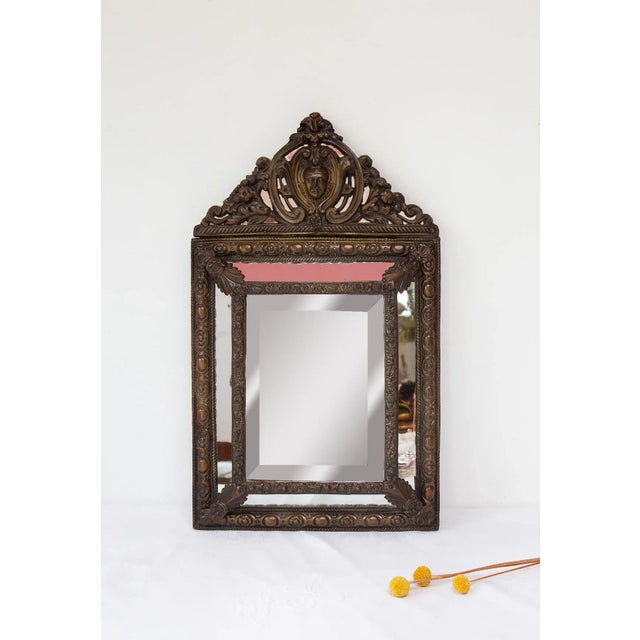 Antique French Patinated Brass Bevelled Mirror For Sale - Image 12 of 12