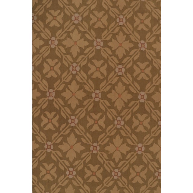 Rug & Kilim’s Aubusson Style Flatweave in With Beige-Brown Floral Pattern For Sale In New York - Image 6 of 7