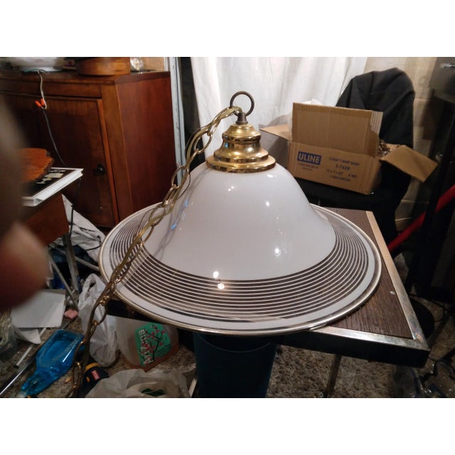 1980's Post Modern Brass and Acrylic Pendant For Sale - Image 4 of 12