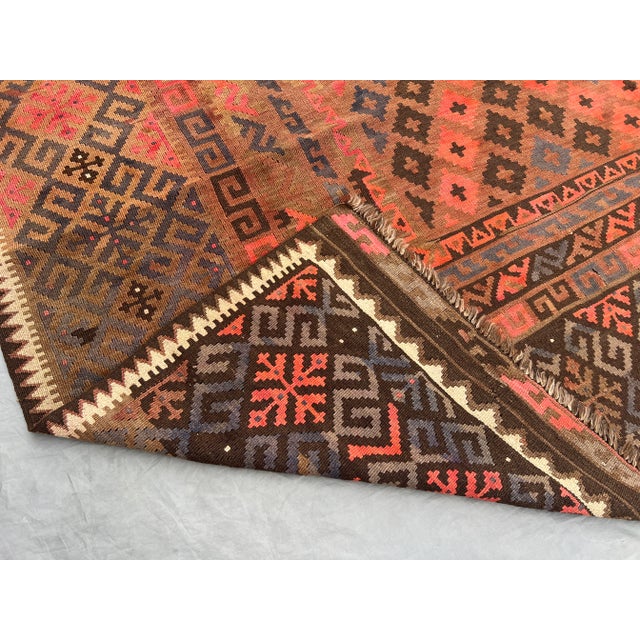 Vintage Afghan Hand-Woven Oversized Kilim Rug | Oriental Rare Palace-Size Tribal Wool Flatweave Rug For Sale - Image 12 of 13