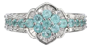 1990s Brazilian Paraiba Tourmaline Cluster Ring, Size 7