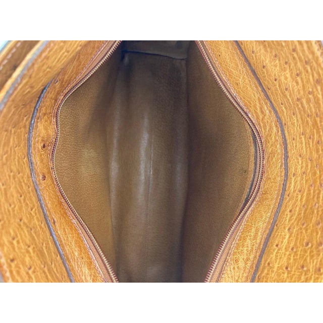 Vintage Mark Cross Tan Ostrich Handbag c1960s For Sale - Image 12 of 12