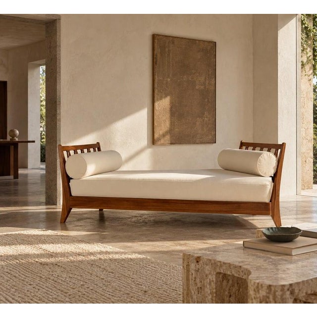 Cherrywood Daybed with Bolsters by Gio Ponti for Italbed, 1950s For Sale - Image 3 of 16
