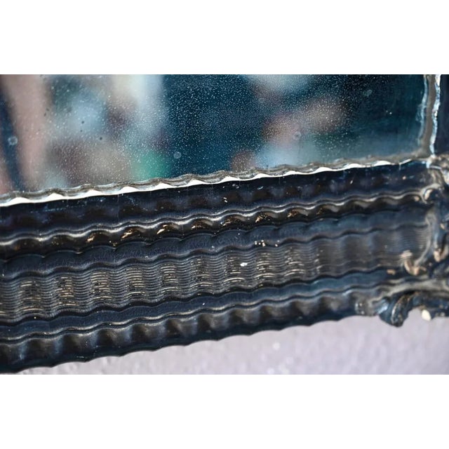 Patinated Mirror with Black Frame, 1920s For Sale - Image 6 of 10