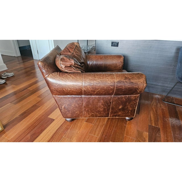 Restoration Hardware Lancaster Brown Leather Luxe Depth Club Chairs For Sale - Image 12 of 15