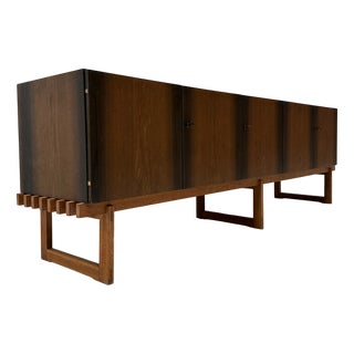 Mid-Century Bog Oak Sideboard with 4 Doors and Hidden Drawers, 1960s For Sale