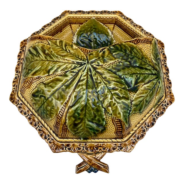 19th Century French Majolica Chesnut Server For Sale