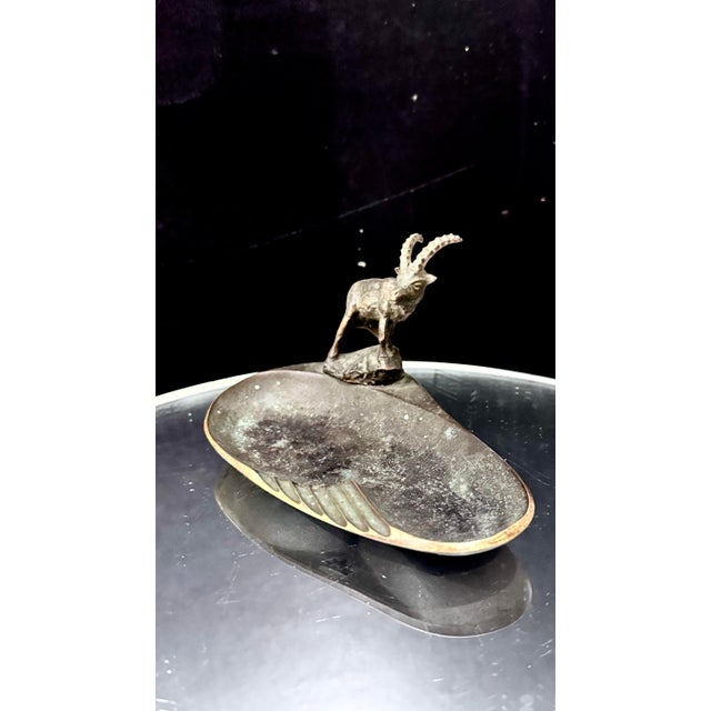 Early 20th Century Antique French Cast Iron Ibex Figural Ashtray, Art Nouveau, C. 1900 For Sale - Image 5 of 9