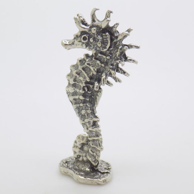 Vintage Italian Handmade Silver Seahorse Miniature, 1970s For Sale - Image 4 of 11