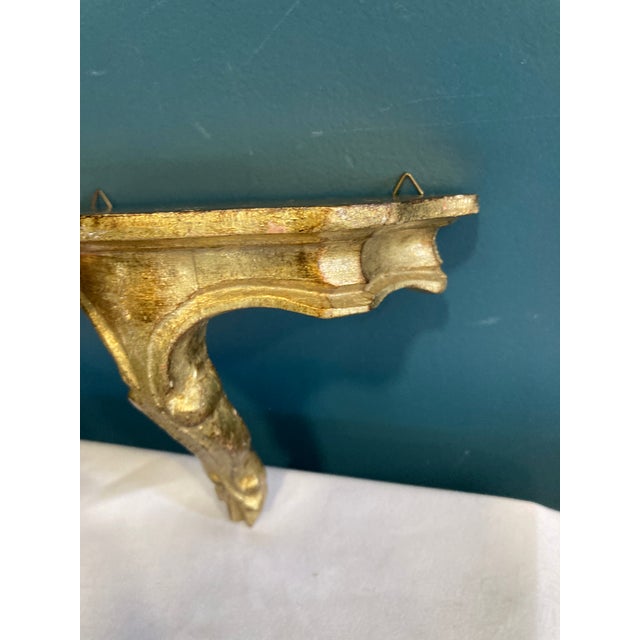 Mid 20th Century Vintage Small Italian Gold Painted Wall Shelf For Sale - Image 5 of 7