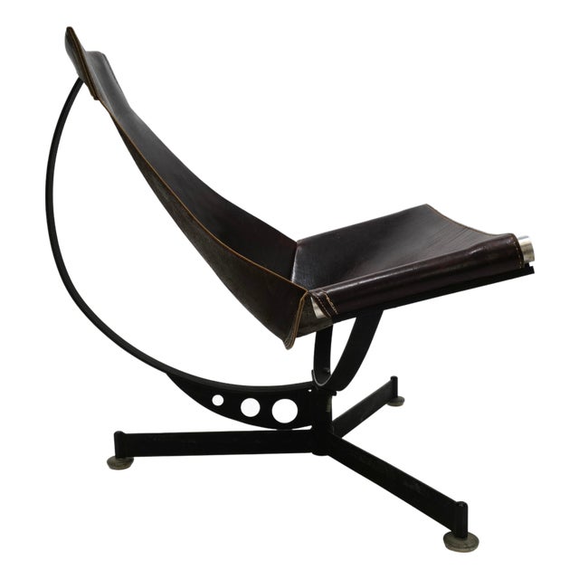 Mid 20th Century Steel and Leather Lounge Chair by Max Gottschalk For Sale