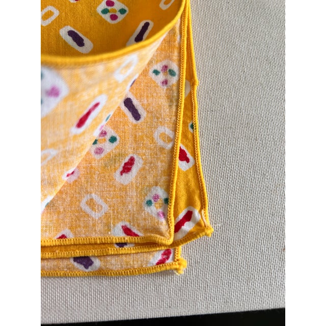 1980s Vintage 1980s Yellow Geometric Cotton Napkins, Set of 12 For Sale - Image 5 of 7