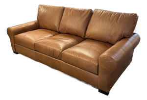 Pottery Barn Turner Roll Arm Leather Sofa, Caramel