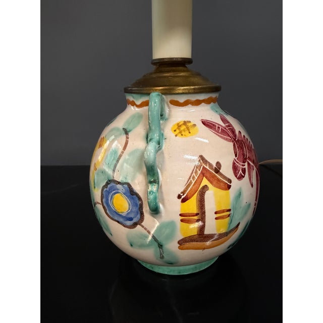 1960s Italian Hand-Painted Ceramic Bedside Lamps With Stylized Animal Motifs - a Pair For Sale In Philadelphia - Image 6 of 10
