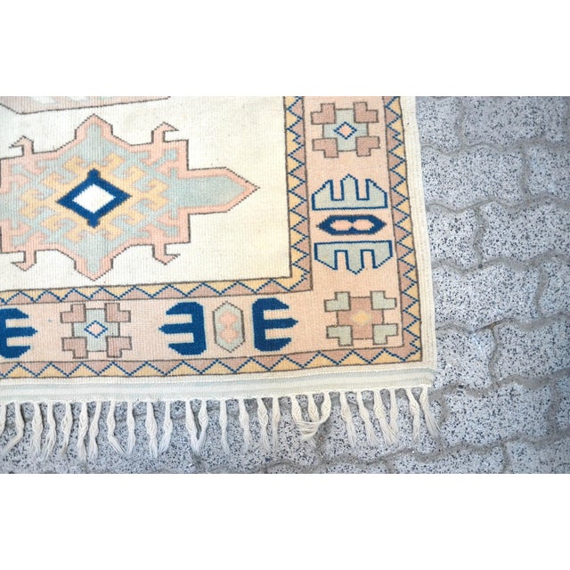 Vanilla 1960s Vintage Turkish Geometric Rug For Sale - Image 8 of 11