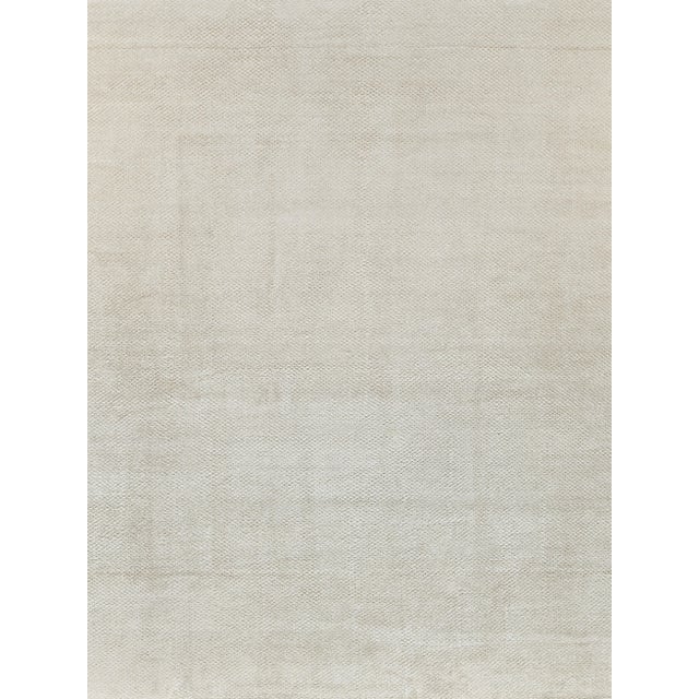 Wood Exquisite Rugs Pearl Handmade Bamboo Silk & Cotton Light Beige Rug-9'X12' For Sale - Image 7 of 7