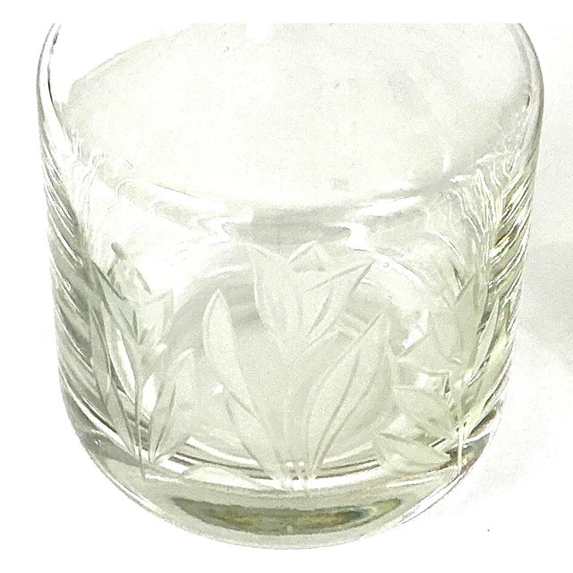 Transparent Krosno,Poland-Makers of Fine Crystal-Two Tulip,etched Decanters and a Matching Ice Bucket – Three Pieces For Sale - Image 8 of 11