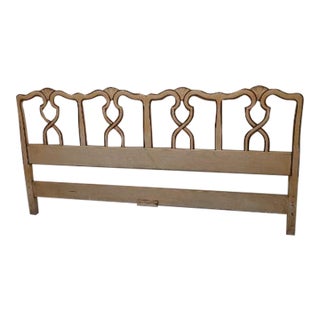 1940s Kindel Style Furniture Partial Gilt Antique White Mahogany King Size Headboard For Sale