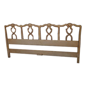 1940s Kindel Style Furniture Partial Gilt Antique White Mahogany King Size Headboard