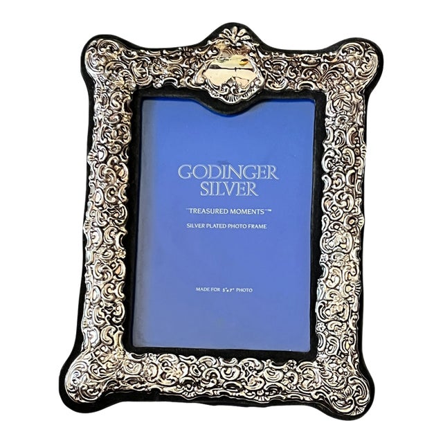 Large Vintage Godinger Silverplated Rococo Picture Frame 10.75" Tall for 5" × 7" Photo For Sale