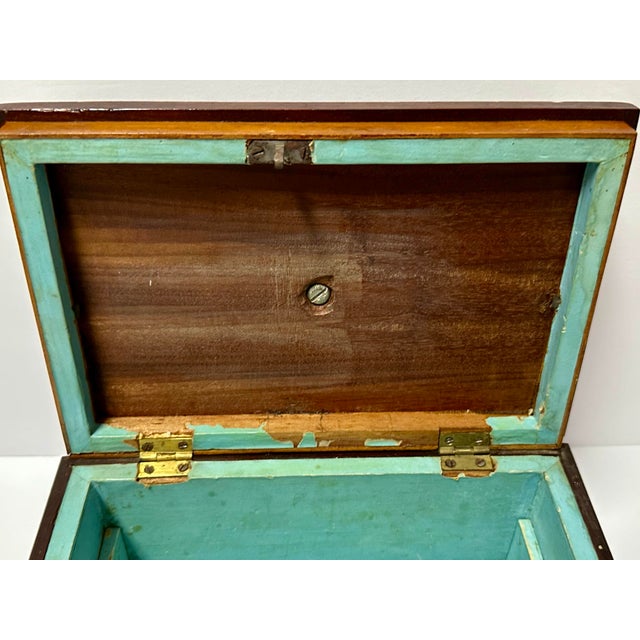 Antique Mid-Late 19th Century Wood Victorian Tea Caddy Chest/Box With Key For Sale - Image 11 of 12