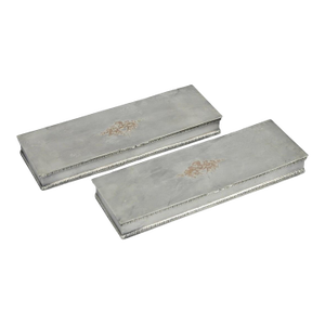 Vintage English Regency Silver Plated Narrow Vanity Dresser Jewelry Box - A Pair
