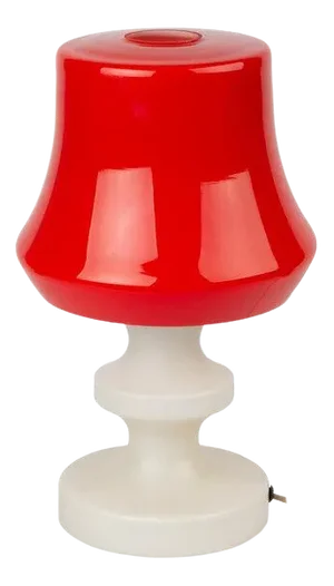 White and Red Table Glass Lamp from OPP Jihlava