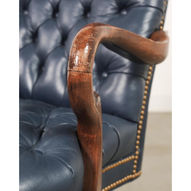English Regency Style Tufted Leather Executive Office Chair For Sale - Image 12 of 18