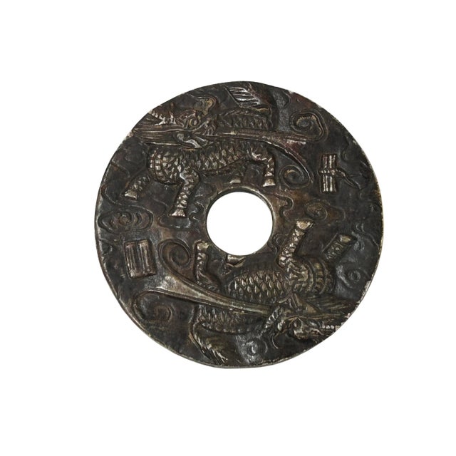 Oriental Stone Ritual Mythical Motif Carving Display Plaque Art For Sale - Image 9 of 10