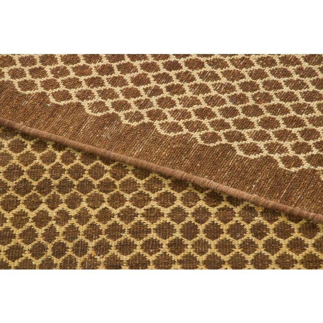 Textile Contemporary Geometric Honeycomb Brown & Gold Wool Rug by Rug & Kilim, India For Sale - Image 7 of 9