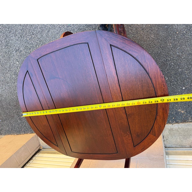 Art Deco Late 20th Century Vintage Rosewood Drop Leaf Tea Bar Cart For Sale - Image 3 of 12