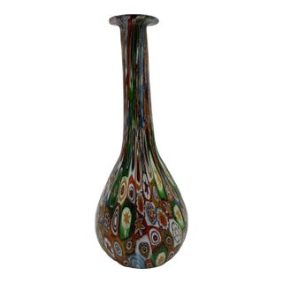 Vintage Murano Style Millefiori Glass Bud Vase For Sale