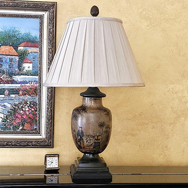 John Richard Japanese Satsuma Hand-Painted Ceramic Table Lamp With Scenic Motif For Sale - Image 14 of 18