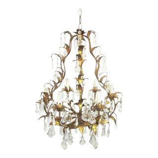 Mid Century Italian Hollywood Regency Florentine Bird Cage Chandelier For Sale