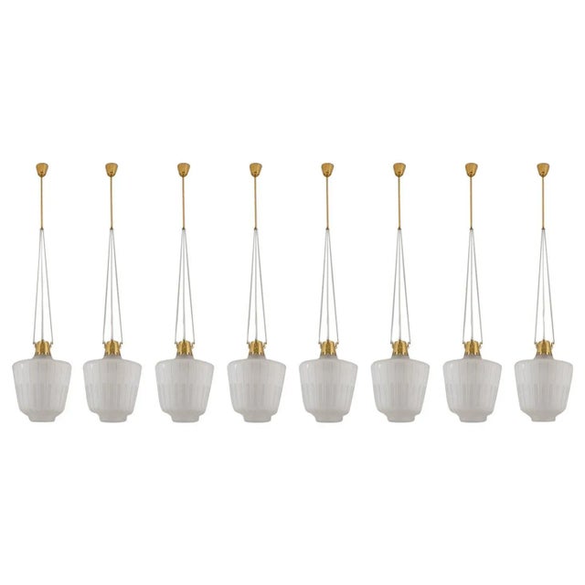 Swedish Modern Pendant in Brass and Glass from Bröderna Malmströms, 1950s For Sale - Image 9 of 9